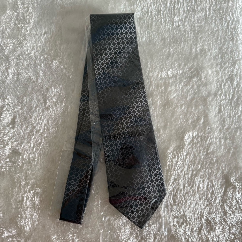 Giorgio Armani Black and Gray Men's Tie